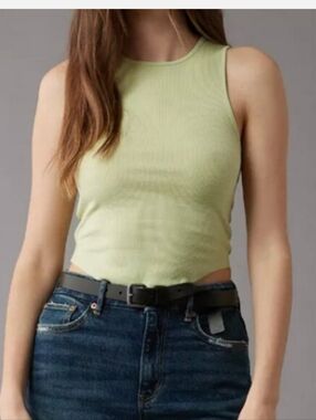 American Eagle High Neck Daily Fave Cropped Tank Top Sz L